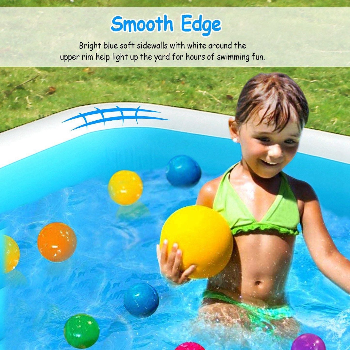 Inflatable Swimming Pools Family Swim Play Center Pool Blow up Kiddie Pool for Family Inflatable Lounge Pool for Kids Baby Adult Inflatable Water Ball Pool Doba
