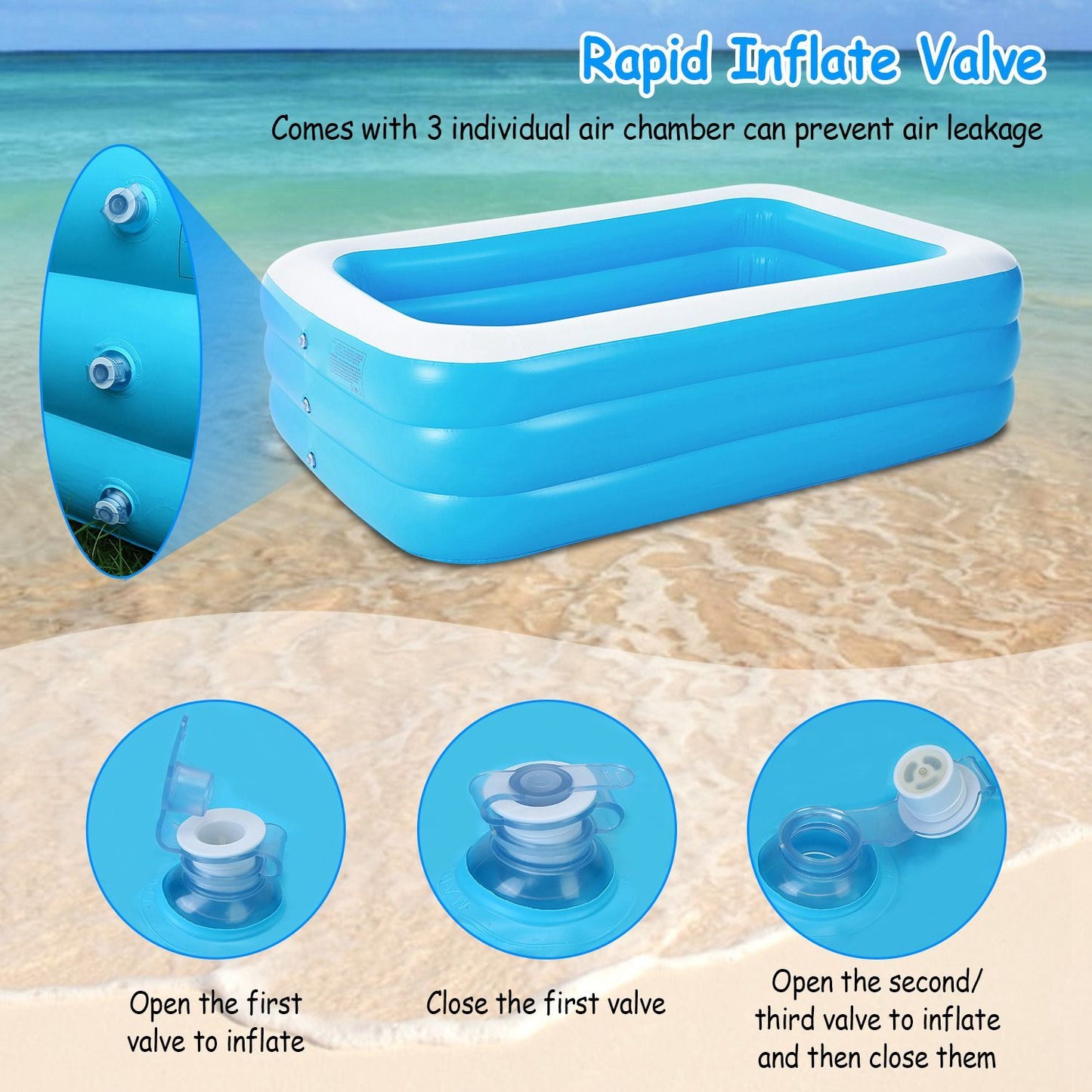 Inflatable Swimming Pools Family Swim Play Center Pool Blow up Kiddie Pool for Family Inflatable Lounge Pool for Kids Baby Adult Inflatable Water Ball Pool Doba