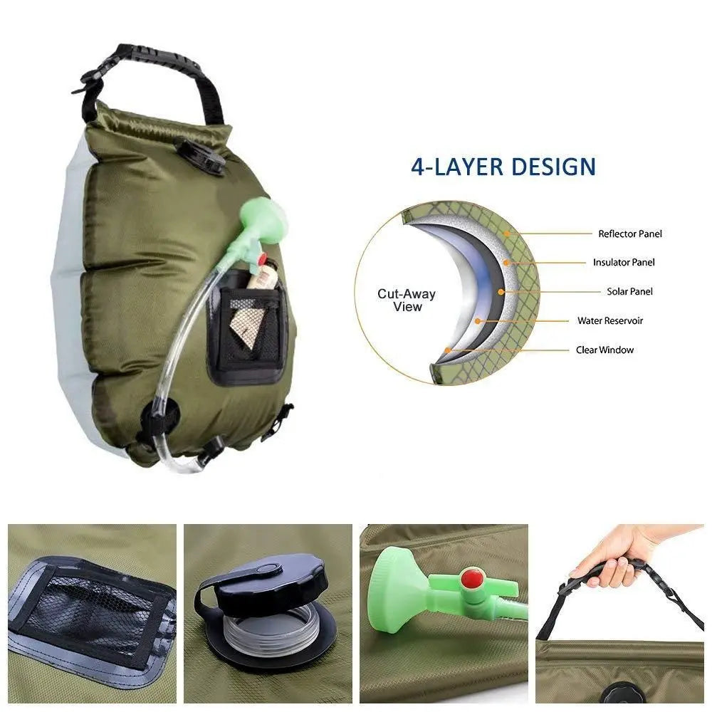 Outdoor Solar Concentrating Bath Bag Portable Shower Bag 20l Camping Shower Bath Water Bag Doba