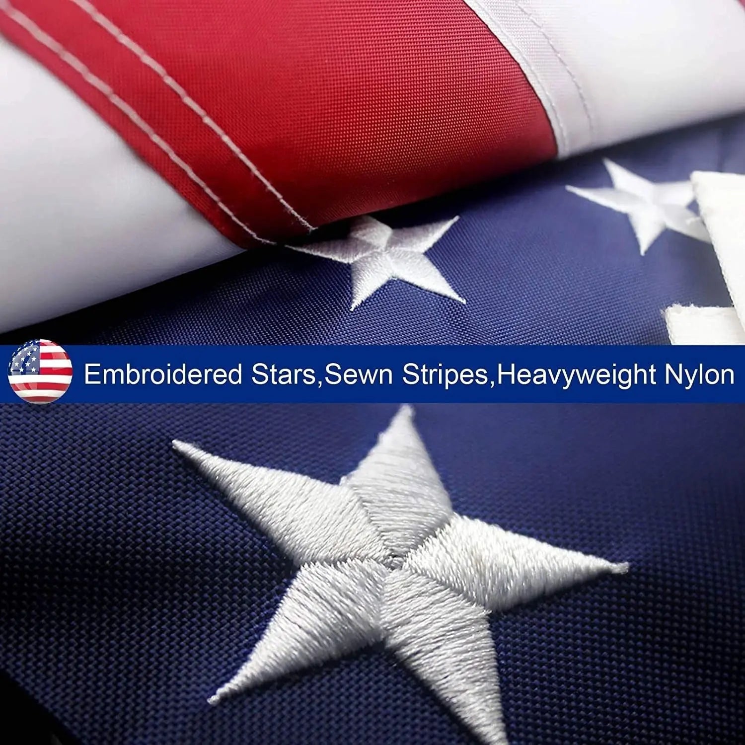 American Flag 10x15 ft 8x12 ft 6x10 ft 5x8 ft 4x6 ft 3x5 ft  2x3 ft Outdoor Heavy Duty Embroidered Stars USA Flag Sewn Stripes Fade Resistance Brass Grommets All Weather UV Active Doba