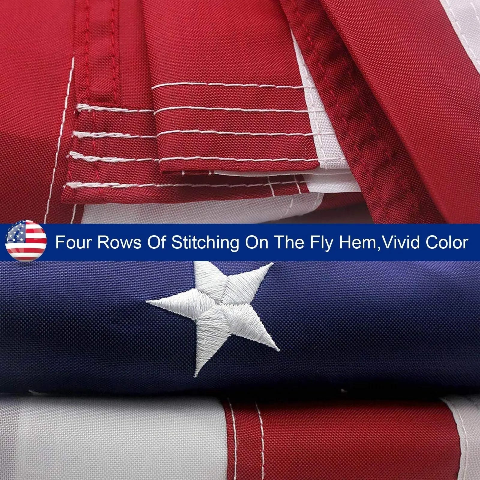 American Flag 10x15 ft 8x12 ft 6x10 ft 5x8 ft 4x6 ft 3x5 ft  2x3 ft Outdoor Heavy Duty Embroidered Stars USA Flag Sewn Stripes Fade Resistance Brass Grommets All Weather UV Active Doba