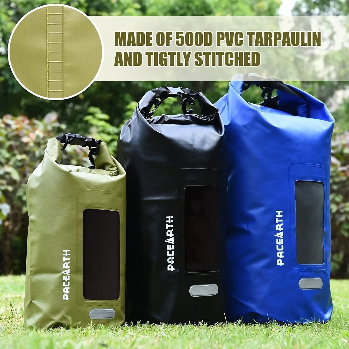 Waterproof Dry Bag 10L/20L/30L; Fishing Bag With Clear Phone Case; Roll Top Lightweight Floating Backpack Dry Sack; Keeps Gear Dry For Kayaking; Camping; Rafting; Boating; Excursion Doba
