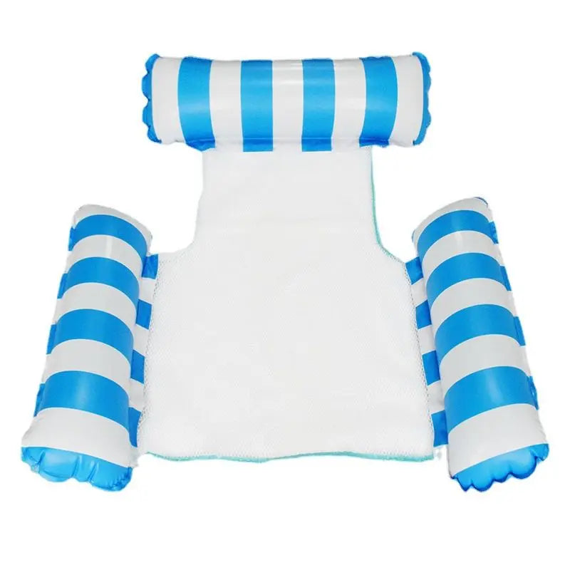 Inflatable Mesh Swimming Chair; Foldable Striped Floating Hammock For Pool Beach Party Summer Doba