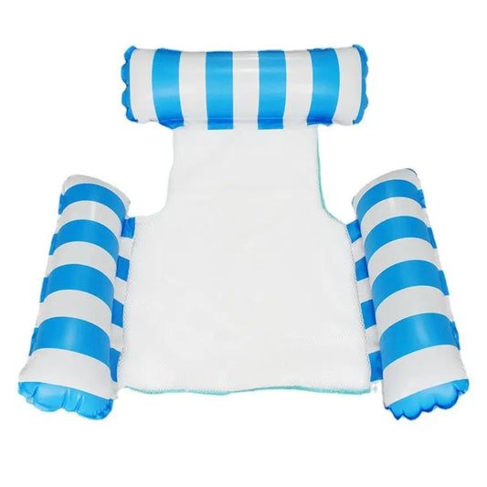 Inflatable Mesh Swimming Chair; Foldable Striped Floating Hammock For Pool Beach Party Summer Doba