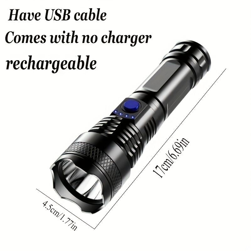 USB Chargeable Strong Light Handheld Flashlight; Plastic Material; Suitable For Camping Backpacking Hiking Doba