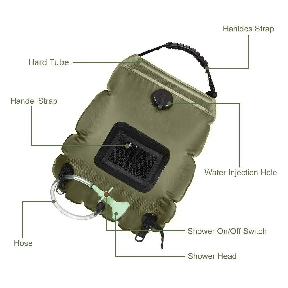 Outdoor Solar Concentrating Bath Bag Portable Shower Bag 20l Camping Shower Bath Water Bag Doba