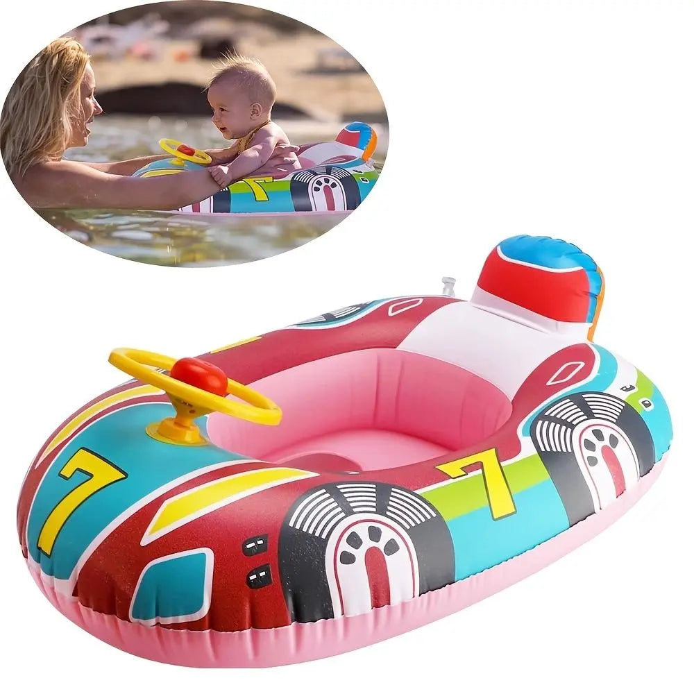1pc Inflatable Pool Float Seat Boat With Handle; Swimming Ring Toy For Summer Baby Kid Child Toddler Doba