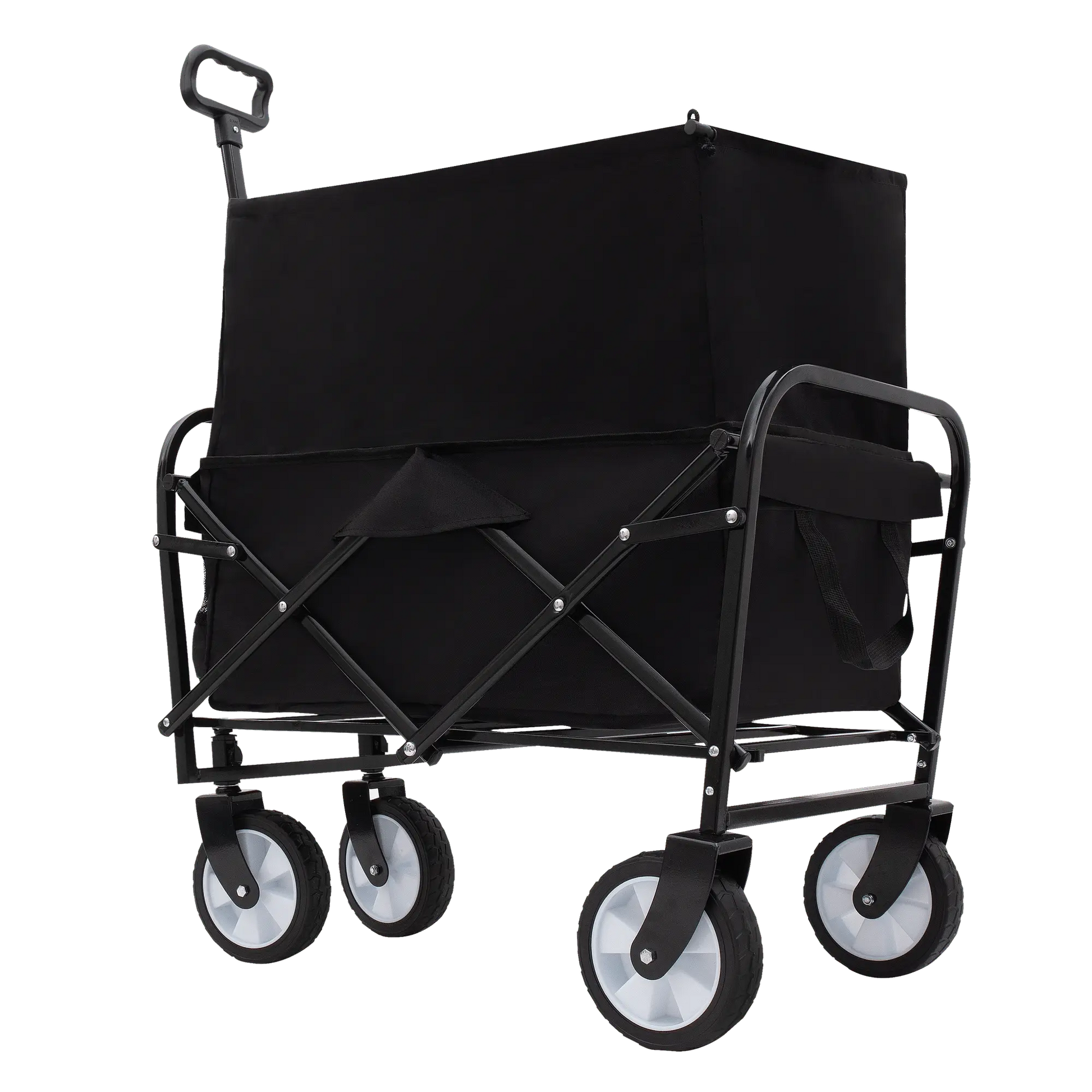 Collapsible Foldable Wagon Cart Beach Wagon Heavy Duty Utility Cart Utility Wagon Grocery Cart for for Camping Shopping Sports Gardeing Fishing Supports 225lbs ,All-Terrain Wheels black Doba