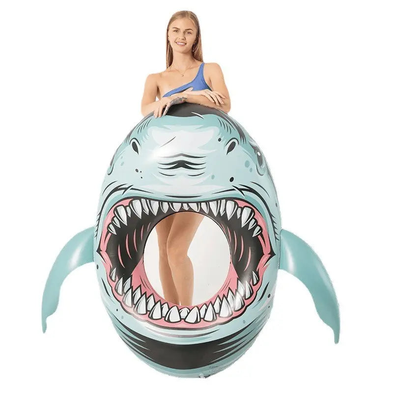 3D Buoyancy Ring For Swimming; Beach; Pool Party; Inflatable Shark Floating Ring For Adults Doba