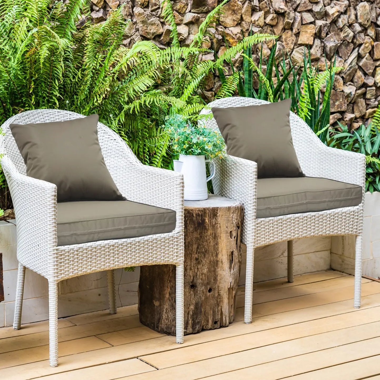 Outdoor Seat Cushion Set Waterproof Patio Furniture Cushion and Back Pillow Fade Resistant Deep Seat Set Chair Pad with Removable Cover for Chair Sofa Couch Doba