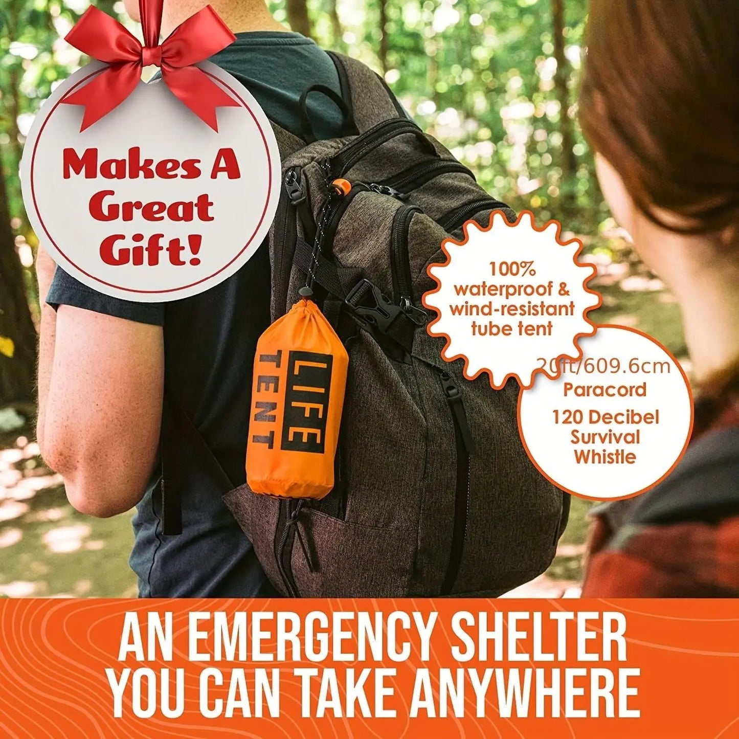 Life Tent Emergency Survival Shelter; 2 Person Emergency Tent; Emergency Shelter; Tube Tent; Survival Tarp - Includes Survival Whistle - Waterproof Thermal Blanket Tarp Tent For Camping; Hiking Doba
