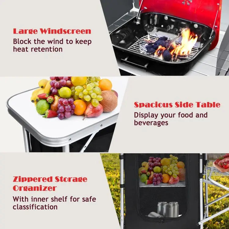 Folding Camping Table with Storage Organizer Doba
