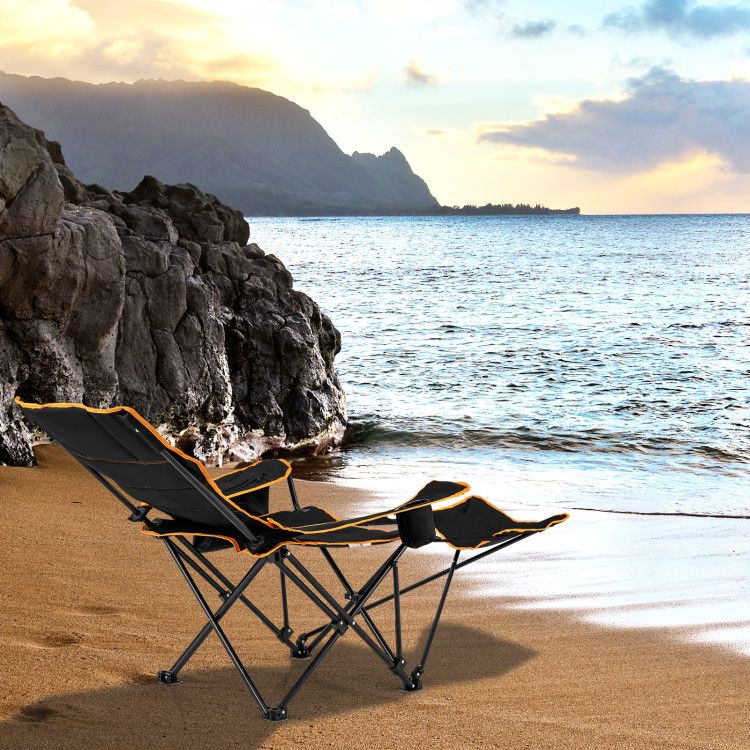 Folding Camping Chair with Footrest Camping Lounge Chair with Carry Bag Doba
