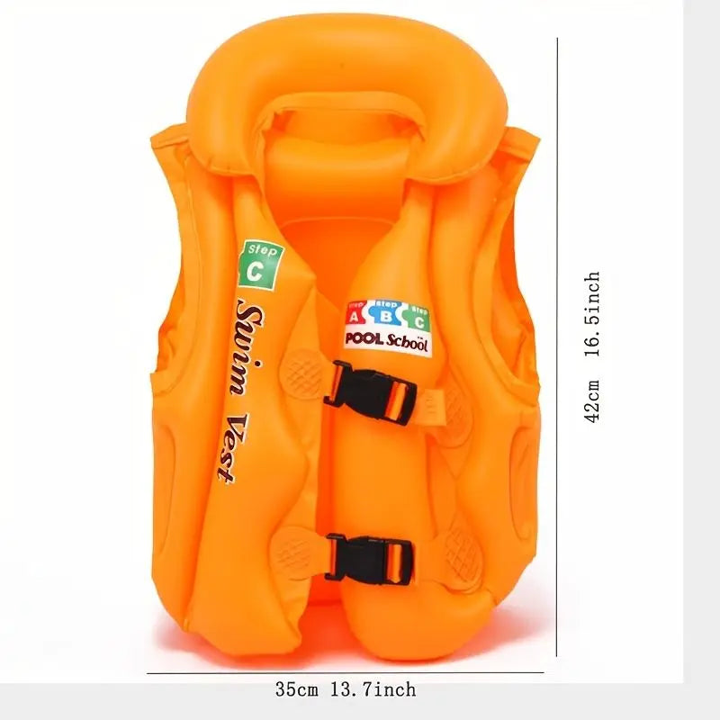 Swim Vest For Kids ; 4-12 Years Old Inflatable Swimming Floaties With Adjustable Safety Buckle & Dual Airbags For Boys Girls; Water Vest For Pool; Beach; Lake & Ocean Doba