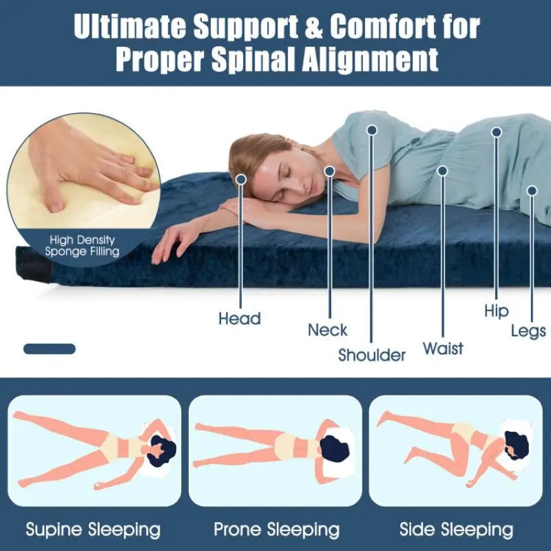 Foldable Lightweight Memory Camping Mattress with Carrying Bag Doba