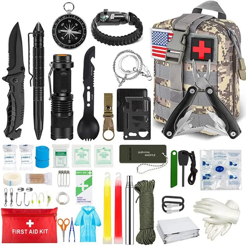 Outdoor SOS Emergency Survival Kit Multifunctional Survival Tool Tactical Civil Air Defense Combat Readiness Emergency Kit Doba