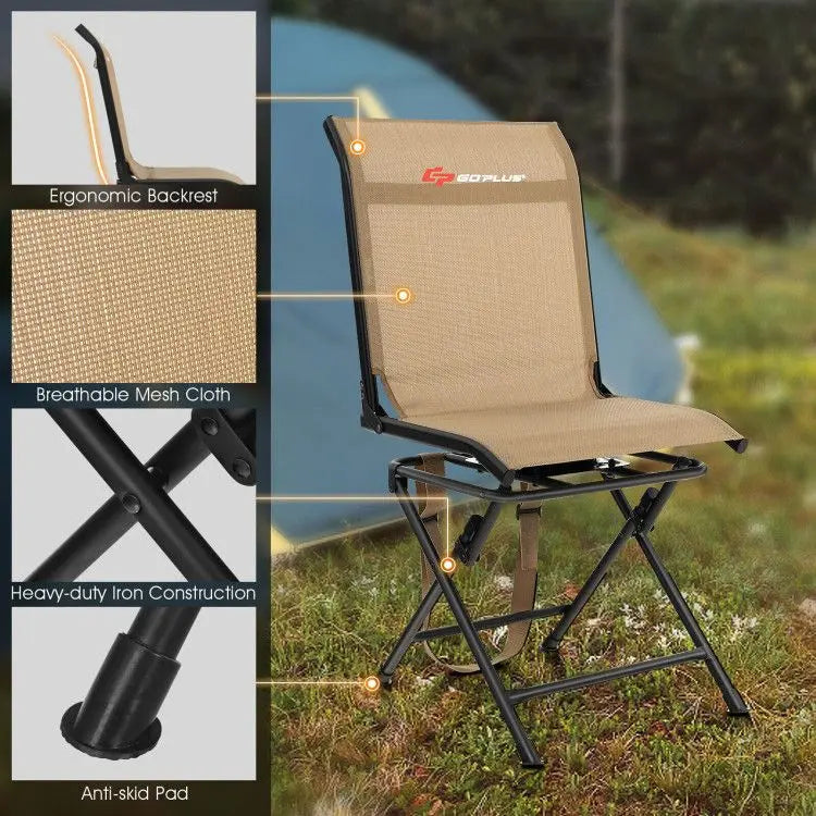 All weather Outdoor Foldable 360 Degree Swivel Chair with Iron Frame Doba