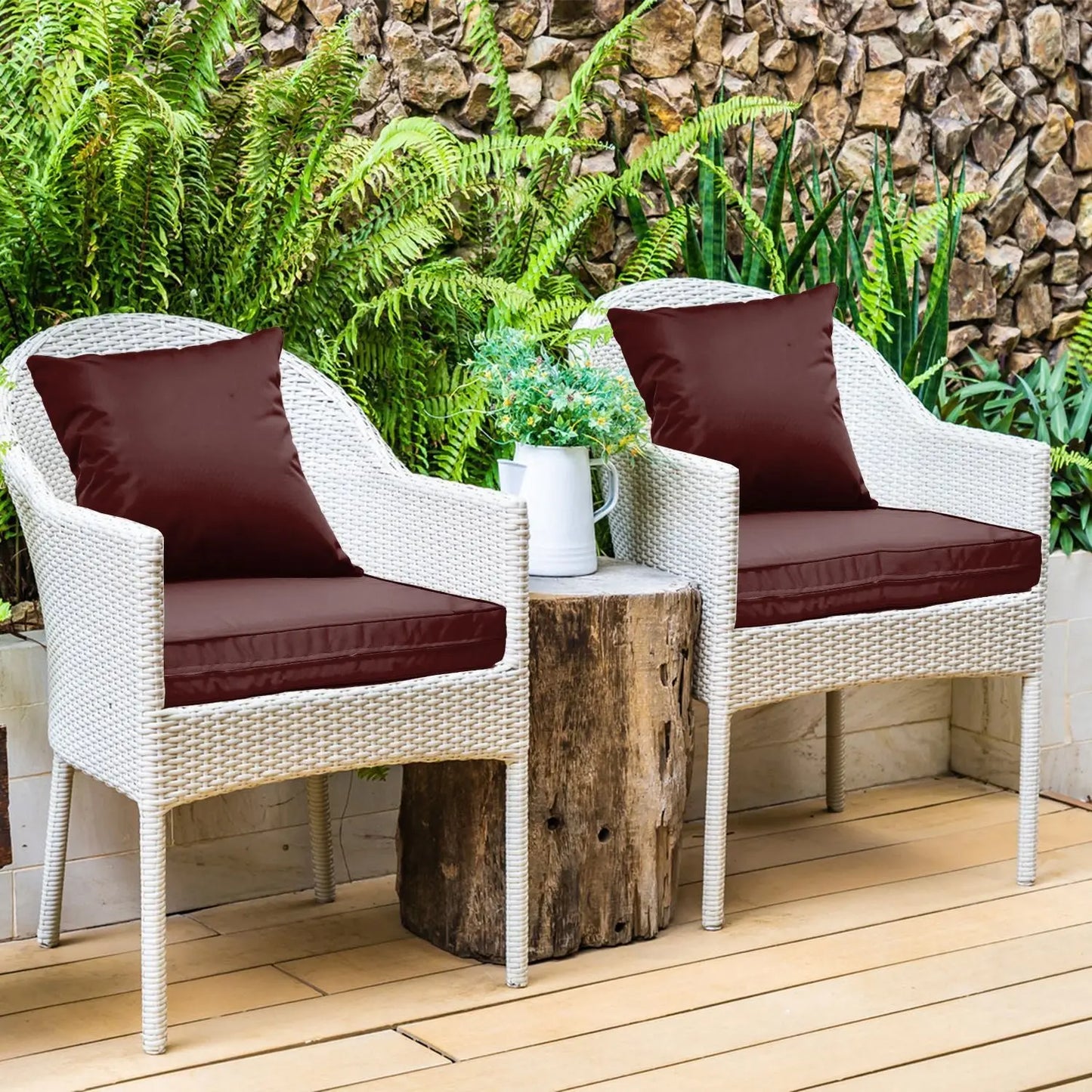 Outdoor Seat Cushion Set Waterproof Patio Furniture Cushion and Back Pillow Fade Resistant Deep Seat Set Chair Pad with Removable Cover for Chair Sofa Couch Doba