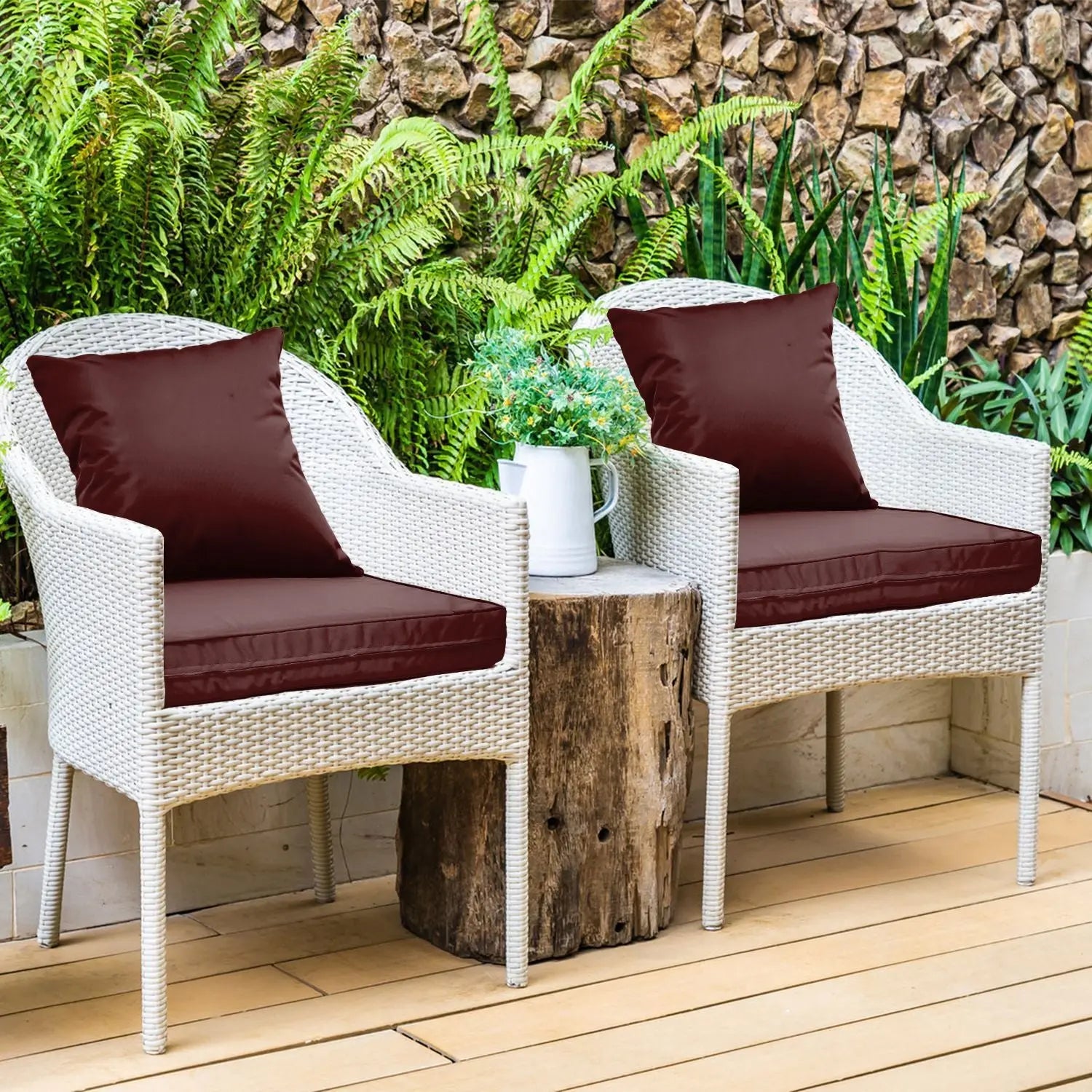 Outdoor Seat Cushion Set Waterproof Patio Furniture Cushion and Back Pillow Fade Resistant Deep Seat Set Chair Pad with Removable Cover for Chair Sofa Couch Doba