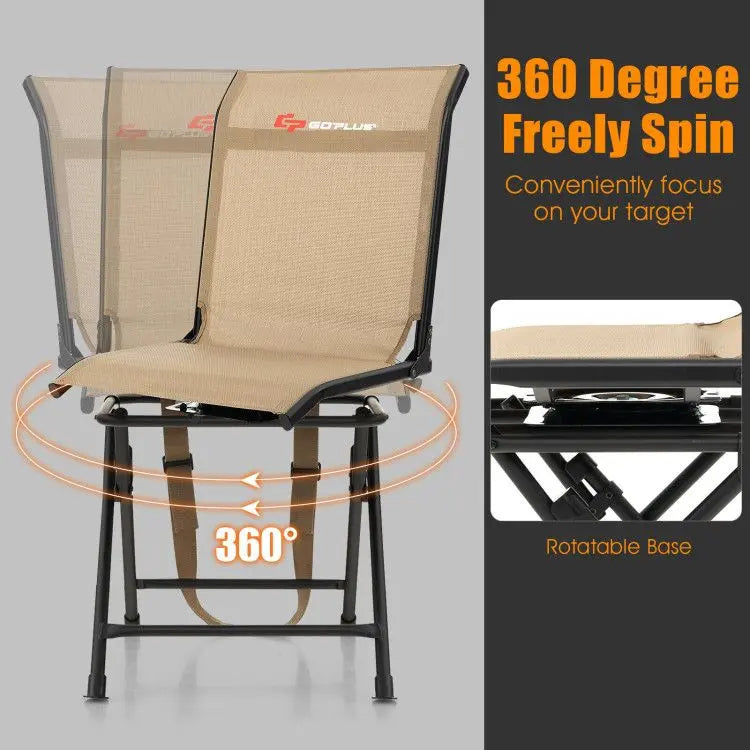 All weather Outdoor Foldable 360 Degree Swivel Chair with Iron Frame Doba