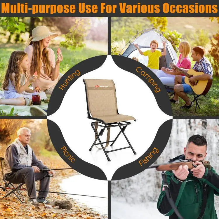 All weather Outdoor Foldable 360 Degree Swivel Chair with Iron Frame Doba