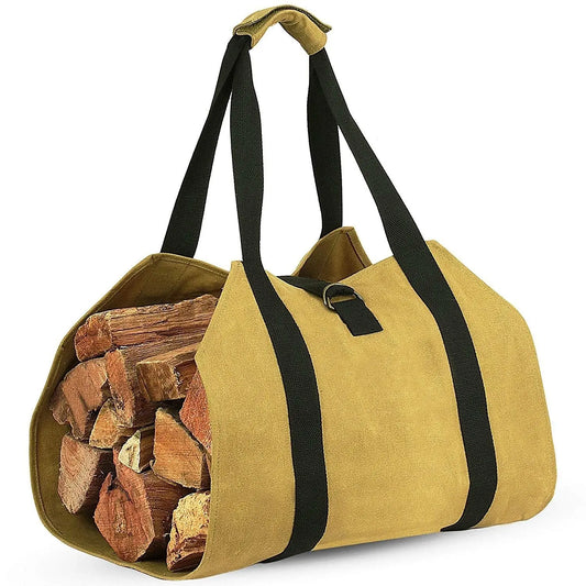 Outdoor Canvas Firewood Storage Bag Logging Tote Bag Doba