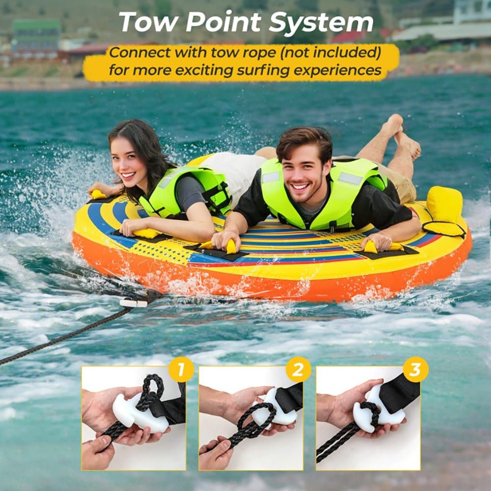 1 or 2 Person Inflatable Towable Tube for Boating with Quick Connector - Freetyme Store