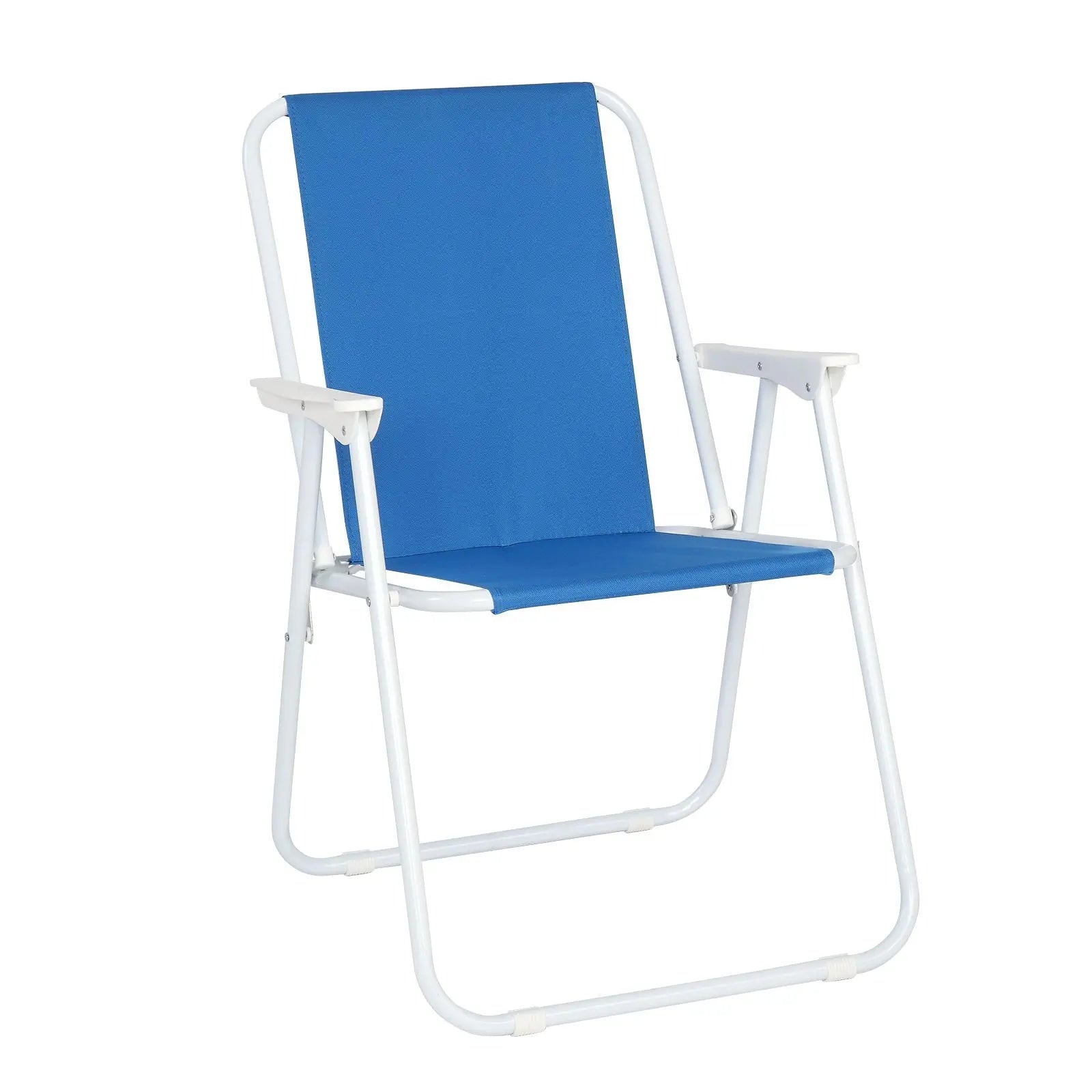 Oxford Cloth Iron Outdoor Beach Chair Blue Doba