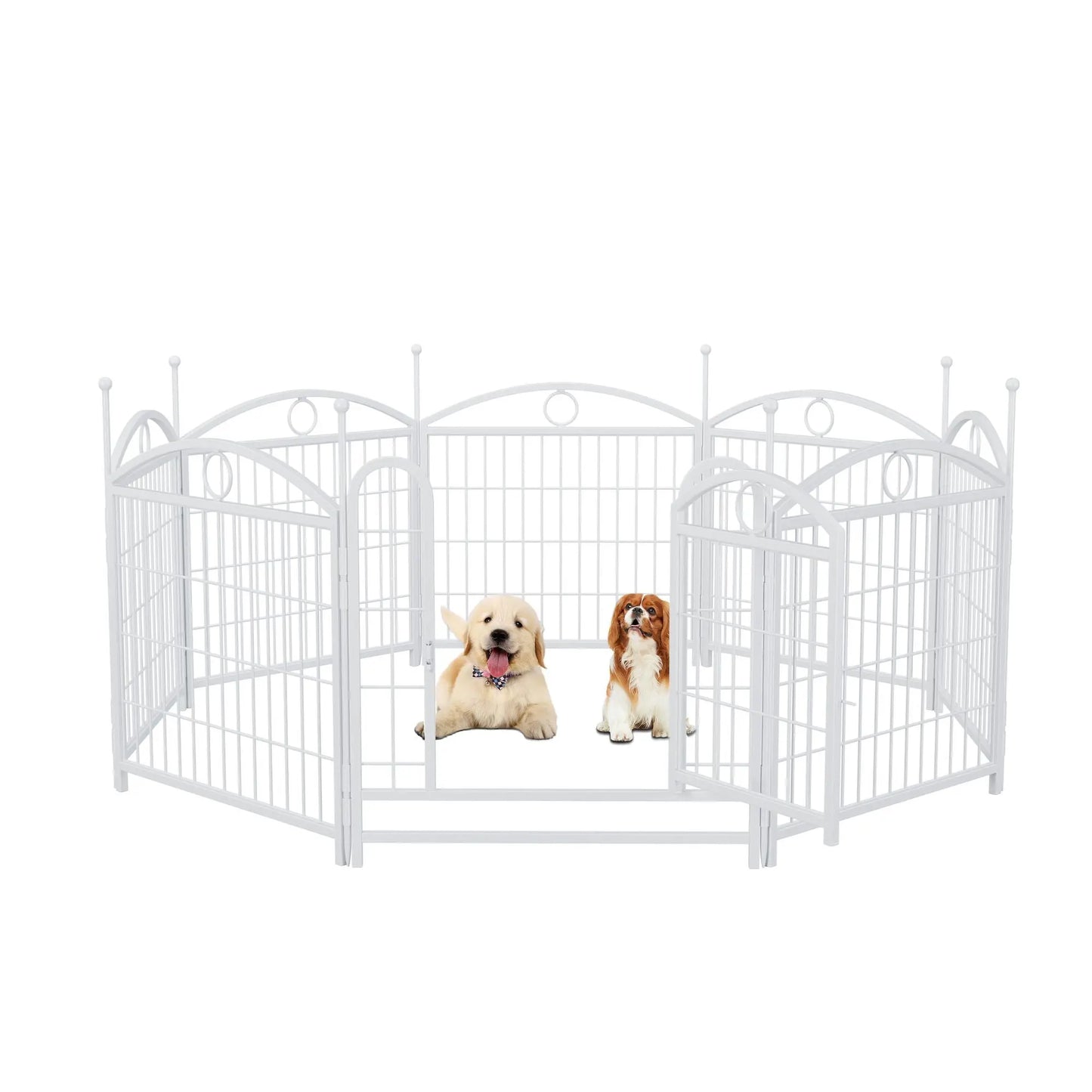Dog Playpen Indoor 24 inch 8 Panels Metal Dog Pen Pet Dog Fence Outdoor Exercise Pen with Doors, Heavy Duty Dog Fence Puppy Pen for Large Medium Small Dogs Indoor Outdoor Foldable Pet Exercise Pen