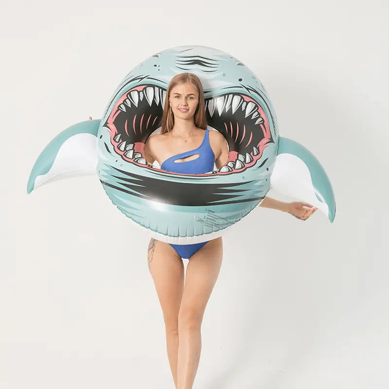 3D Buoyancy Ring For Swimming; Beach; Pool Party; Inflatable Shark Floating Ring For Adults Doba
