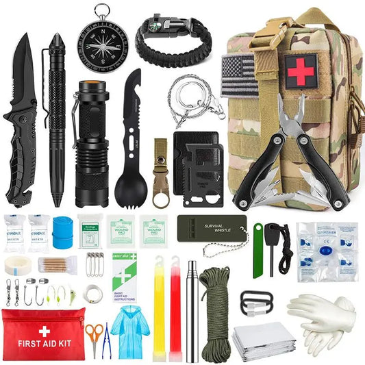 Outdoor SOS Emergency Survival Kit Multifunctional Survival Tool Tactical Civil Air Defense Combat Readiness Emergency Kit Doba