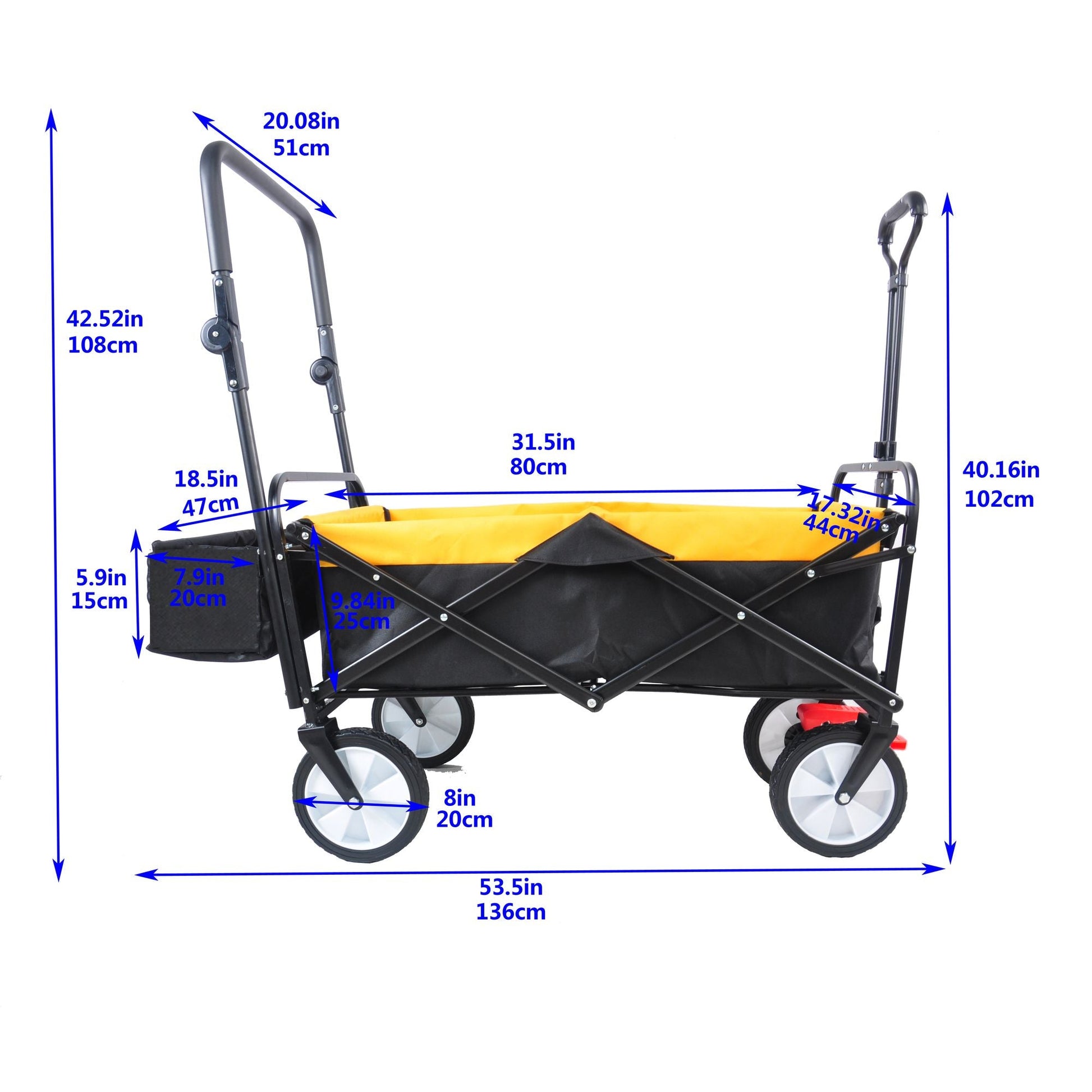 folding wagon Collapsible Outdoor Utility Wagon, Heavy Duty Folding Garden Portable Hand Cart, Drink Holder, Adjustable Handles Doba