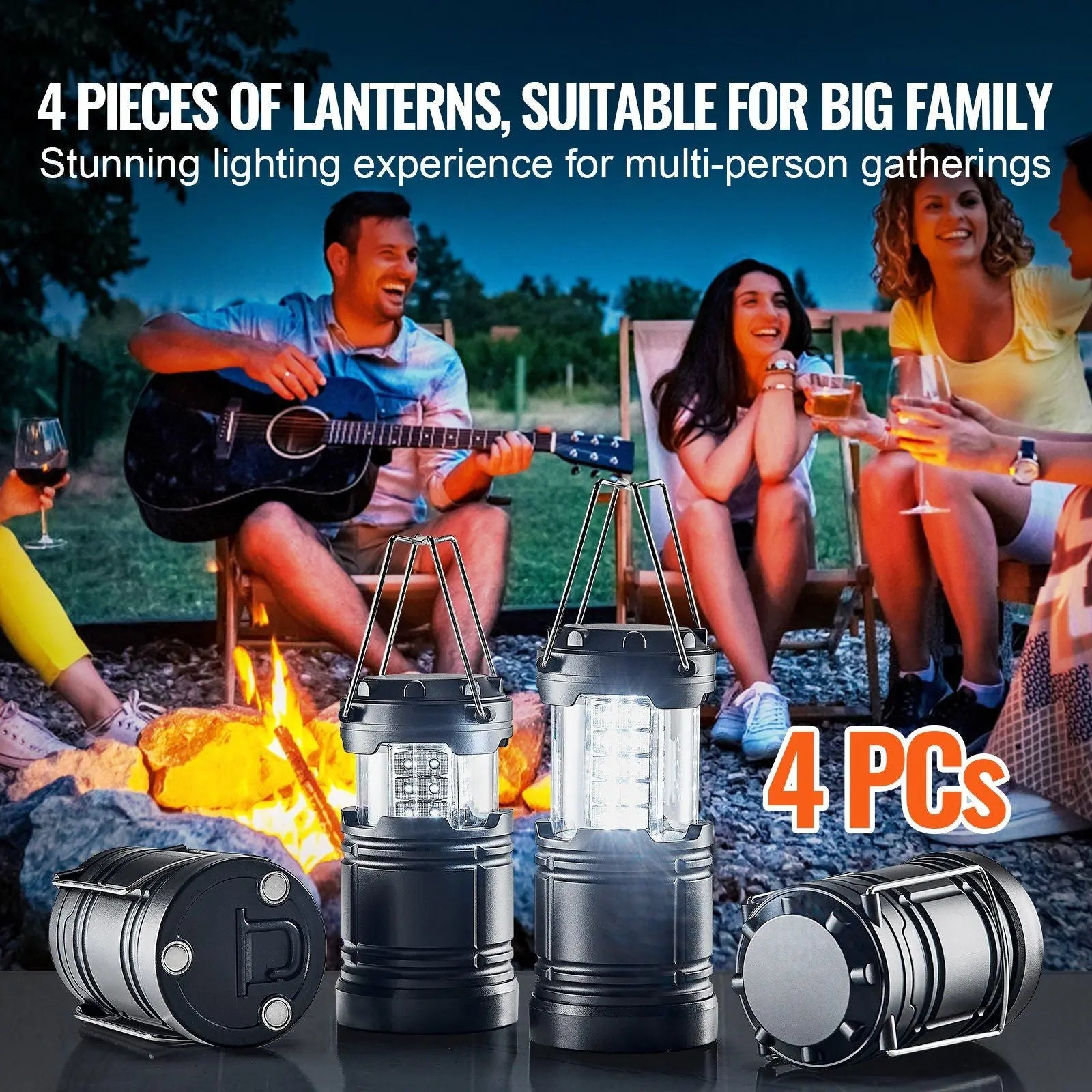 VEVOR LED Camping Lanterns Collapsible Battery Powered Camping Lights Set of 4 Doba