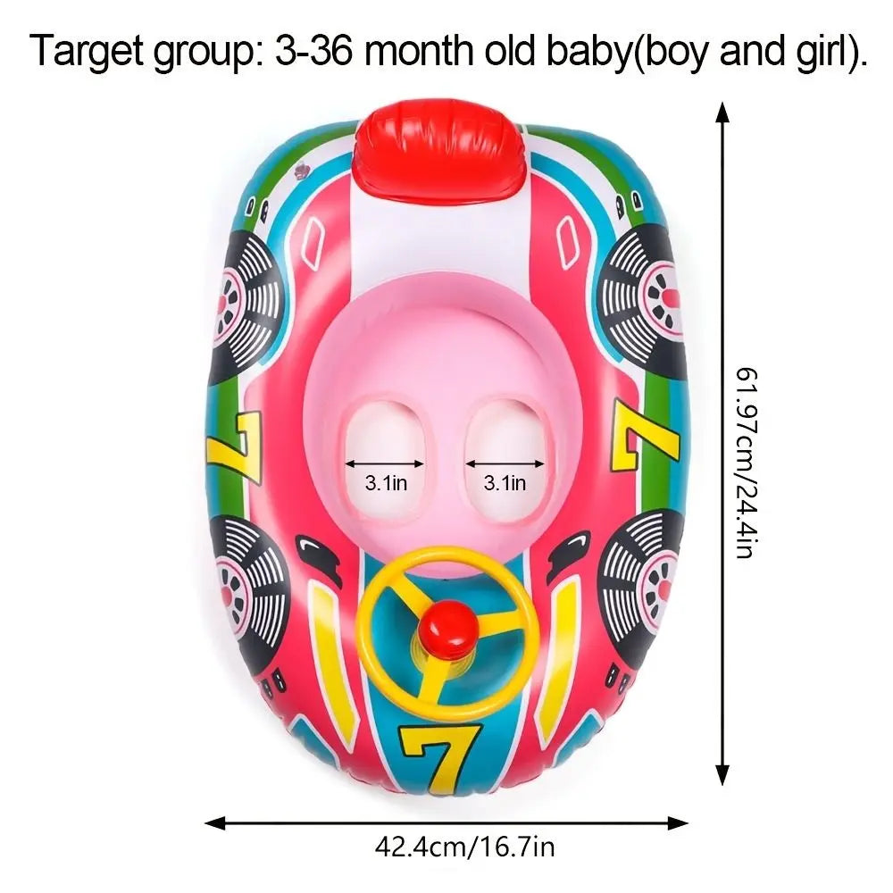 1pc Inflatable Pool Float Seat Boat With Handle; Swimming Ring Toy For Summer Baby Kid Child Toddler Doba