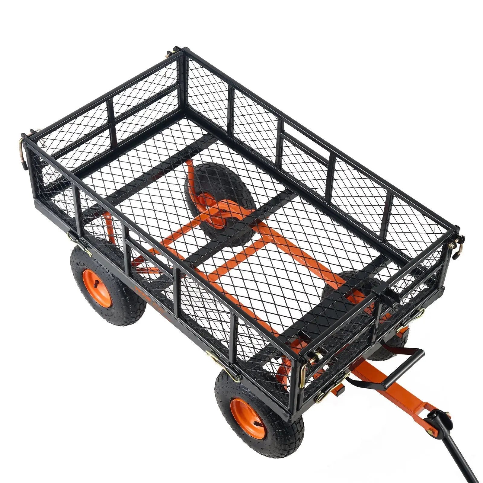 VEVOR Dump Cart, Metal Garden Dump Cart with Easy to Assemble Frame, Dump Wagon with 2-in-1 Convertible Handle, Utility Wheelbarrow 400 lbs Capacity, 10 inch Tires Doba