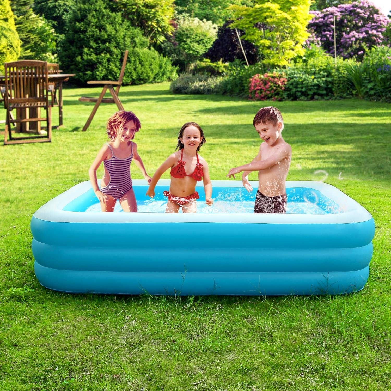 Inflatable Swimming Pools Family Swim Play Center Pool Blow up Kiddie Pool for Family Inflatable Lounge Pool for Kids Baby Adult Inflatable Water Ball Pool Doba