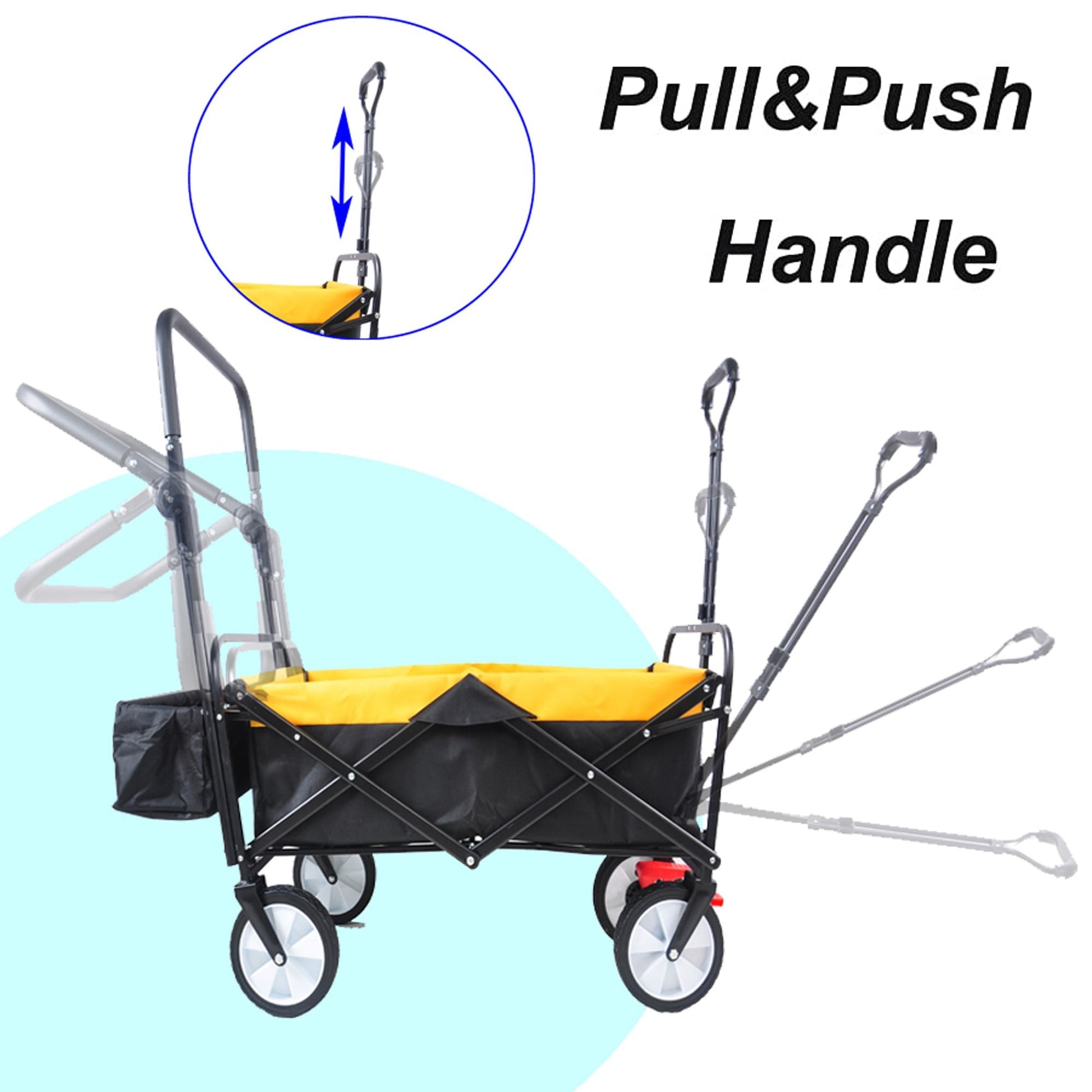 folding wagon Collapsible Outdoor Utility Wagon, Heavy Duty Folding Garden Portable Hand Cart, Drink Holder, Adjustable Handles Doba