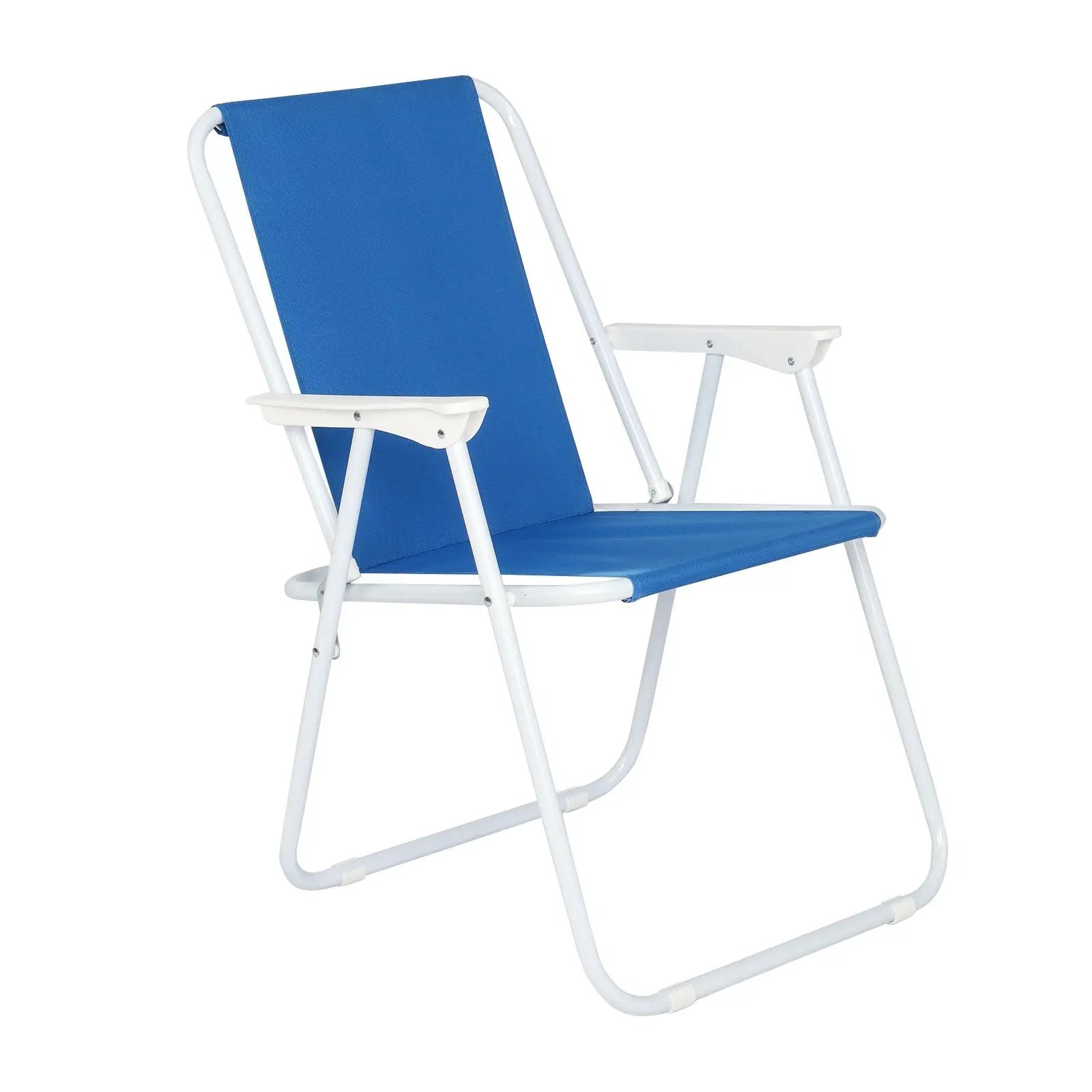 Oxford Cloth Iron Outdoor Beach Chair Blue Doba
