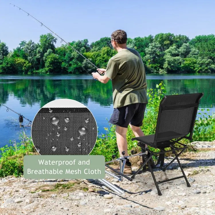 All weather Outdoor Foldable 360 Degree Swivel Chair with Iron Frame Doba