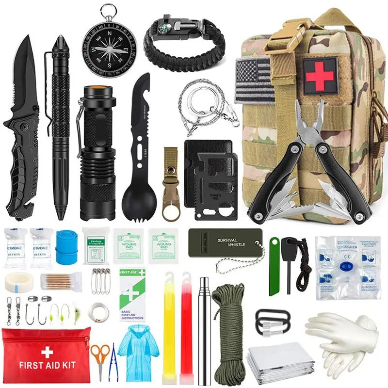 Outdoor SOS Emergency Survival Kit Multifunctional Survival Tool Tactical Civil Air Defense Combat Readiness Emergency Kit Doba