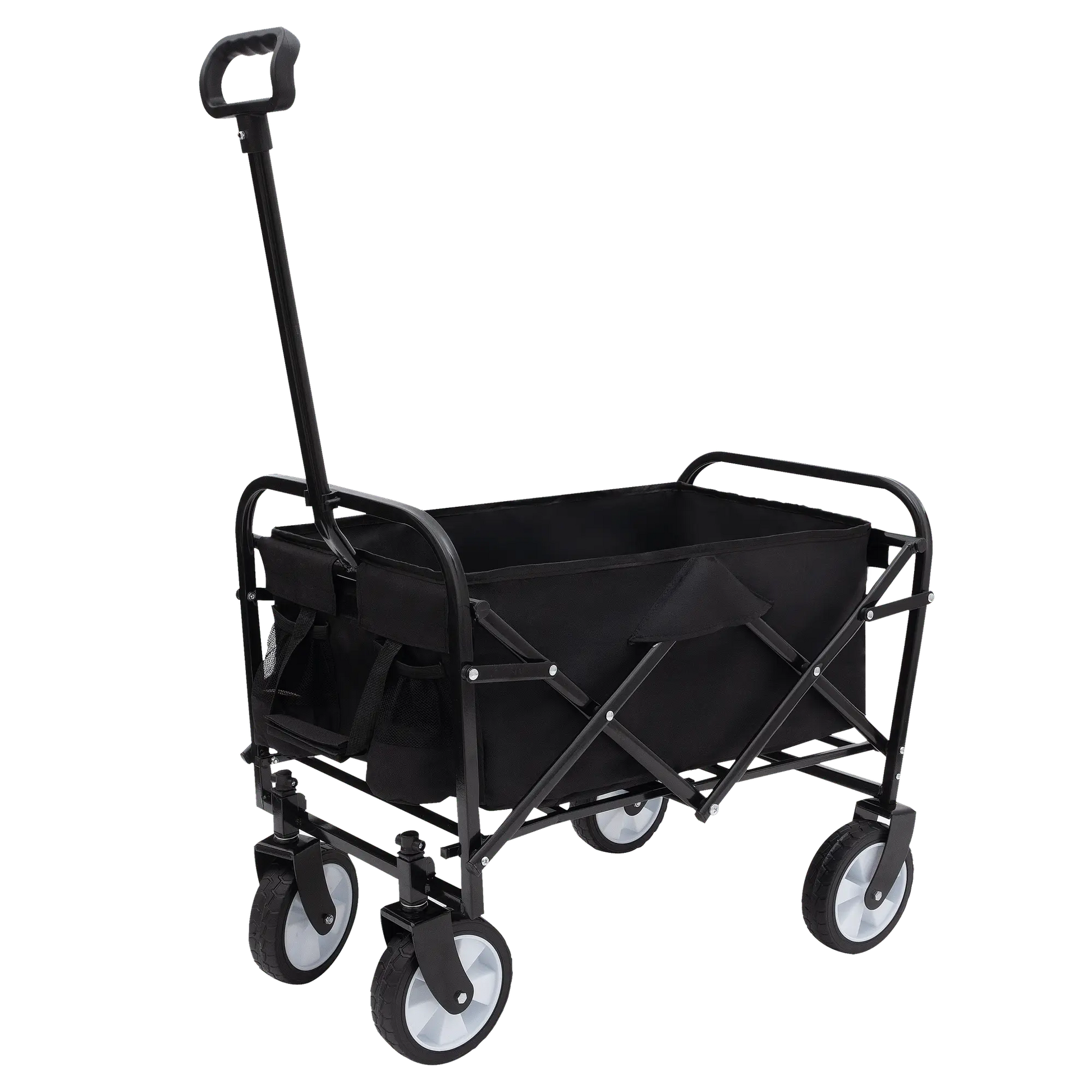 Collapsible Foldable Wagon Cart Beach Wagon Heavy Duty Utility Cart Utility Wagon Grocery Cart for for Camping Shopping Sports Gardeing Fishing Supports 225lbs ,All-Terrain Wheels black Doba