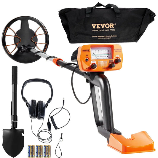 VEVOR Metal Detector for Adults & Kids, 8 Inch Waterproof Search Coil with High Accuracy Pointer Display, Adjustable 38''-49'' Gold Detector, Lightweight Aluminum Stem for Detecting Gold Treasure Doba
