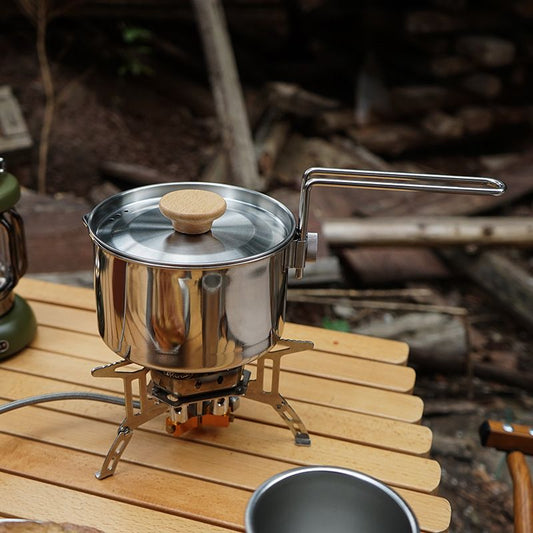 Outdoor multifunctional 304 stainless steel boiling kettle mountaineering portable coffee pot foldable fishing camping pot teapot Doba