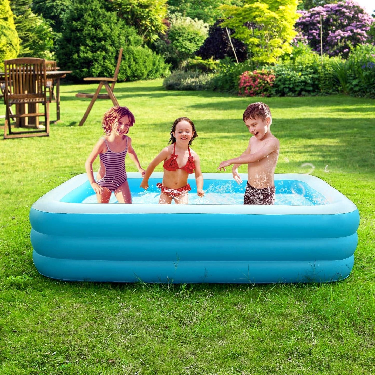 Inflatable Swimming Pools Family Swim Play Center Pool Blow up Kiddie Pool for Family Inflatable Lounge Pool for Kids Baby Adult Inflatable Water Ball Pool Doba